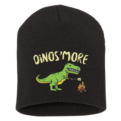 Dinosmore Funny Dino Smore Camping Dinosaur Camp Camper Short Acrylic Beanie