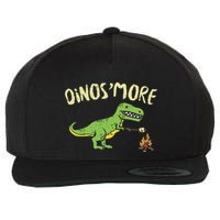 Dinosmore Funny Dino Smore Camping Dinosaur Camp Camper Wool Snapback Cap