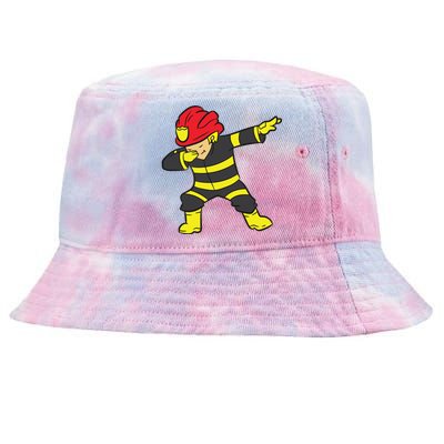 Dabbing Firefighter Dabbing Fire Fire Dab Gift Tie-Dyed Bucket Hat