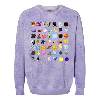 Devil Fruit Devils Fruit Of Blox Fruit Colorblast Crewneck Sweatshirt