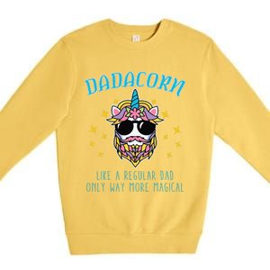 Dadacorn Fathers Day Funny Daddy Beard Graphic Dad Unicorn Premium Crewneck Sweatshirt