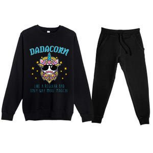 Dadacorn Fathers Day Funny Daddy Beard Graphic Dad Unicorn Premium Crewneck Sweatsuit Set