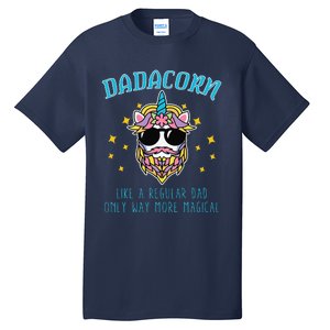 Dadacorn Fathers Day Funny Daddy Beard Graphic Dad Unicorn Tall T-Shirt