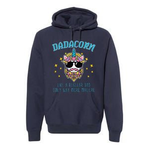 Dadacorn Fathers Day Funny Daddy Beard Graphic Dad Unicorn Premium Hoodie