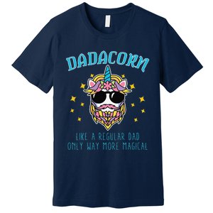 Dadacorn Fathers Day Funny Daddy Beard Graphic Dad Unicorn Premium T-Shirt