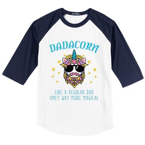 Dadacorn Fathers Day Funny Daddy Beard Graphic Dad Unicorn Baseball Sleeve Shirt