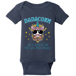 Dadacorn Fathers Day Funny Daddy Beard Graphic Dad Unicorn Baby Bodysuit