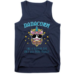 Dadacorn Fathers Day Funny Daddy Beard Graphic Dad Unicorn Tank Top