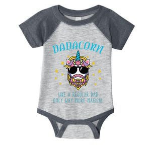 Dadacorn Fathers Day Funny Daddy Beard Graphic Dad Unicorn Infant Baby Jersey Bodysuit