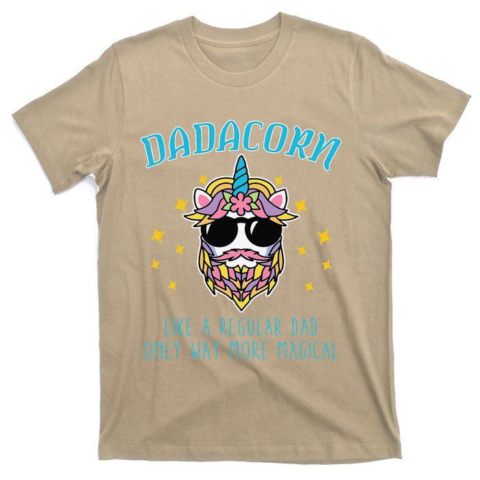 Dadacorn Fathers Day Funny Daddy Beard Graphic Dad Unicorn T-Shirt