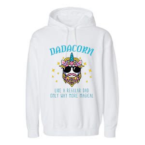 Dadacorn Fathers Day Funny Daddy Beard Graphic Dad Unicorn Garment-Dyed Fleece Hoodie