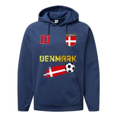 Denmark Flag Danish Pride Lovers Performance Fleece Hoodie