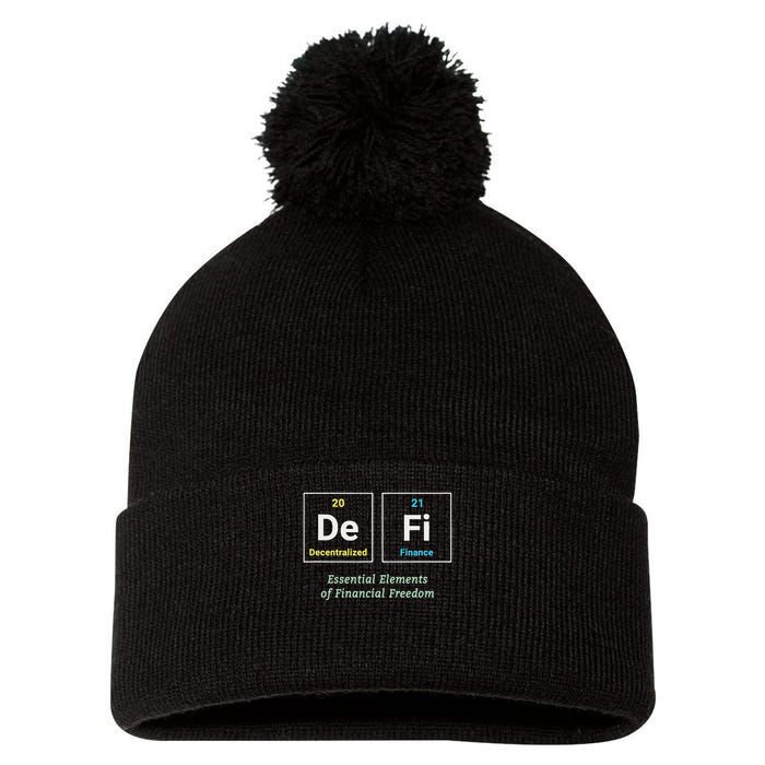 Decentralized Finance Decentralize Defi Blockchain Crypto Pom Pom 12in Knit Beanie