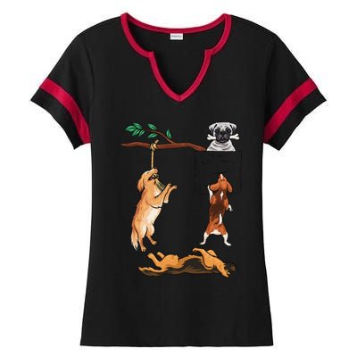 Dog, Funny Dog Tee, Dogs In Pocket, Dog Lover Ladies Halftime Notch Neck Tee