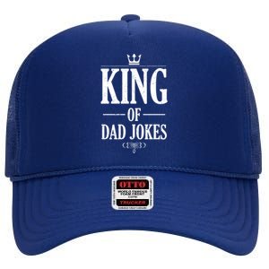 Daddy Fathers Day Funny Puns Rad Jokes King Of Dad Jokes Funny Gift High Crown Mesh Back Trucker Hat