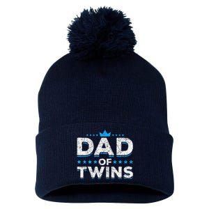 Daddy Fathers Day Dad Of Twins Father Proud Twin Parents Pom Pom 12in Knit Beanie