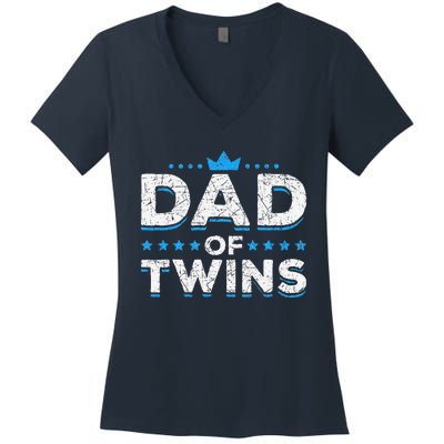 Daddy Fathers Day Dad Of Twins Father Proud Twin Parents Women's V-Neck T-Shirt