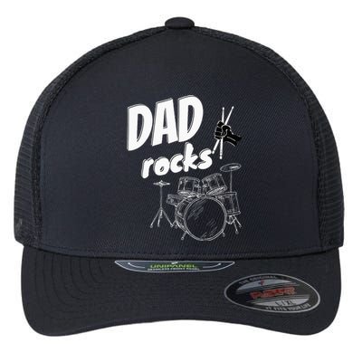 Dad Fathers Day Drum Kit Drums Music Gift Idea Flexfit Unipanel Trucker Cap