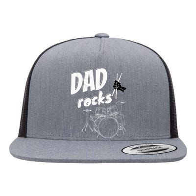 Dad Fathers Day Drum Kit Drums Music Gift Idea Flat Bill Trucker Hat