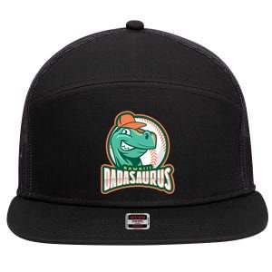 Dadasaurus Funny Design For Fathers Day With Baseball Gift 7 Panel Mesh Trucker Snapback Hat