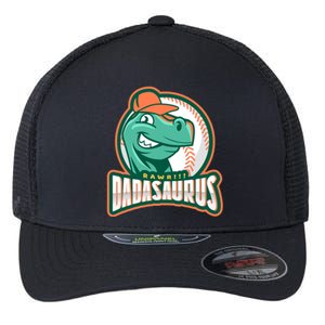 Dadasaurus Funny Design For Fathers Day With Baseball Gift Flexfit Unipanel Trucker Cap