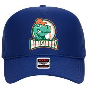 Dadasaurus Funny Design For Fathers Day With Baseball Gift High Crown Mesh Back Trucker Hat