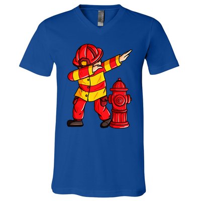 Dabbing Firefighter Dab Fire Gift Great Gift V-Neck T-Shirt