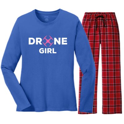 Drone Funny Drone Pilot Flying Drones Cute Gift Women's Long Sleeve Flannel Pajama Set 