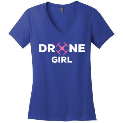 Drone Funny Drone Pilot Flying Drones Cute Gift Women's V-Neck T-Shirt