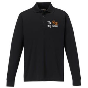 DogFather Funny Dad Daddy Papa Pops Fathers Day Gift Idea Gift Performance Long Sleeve Polo