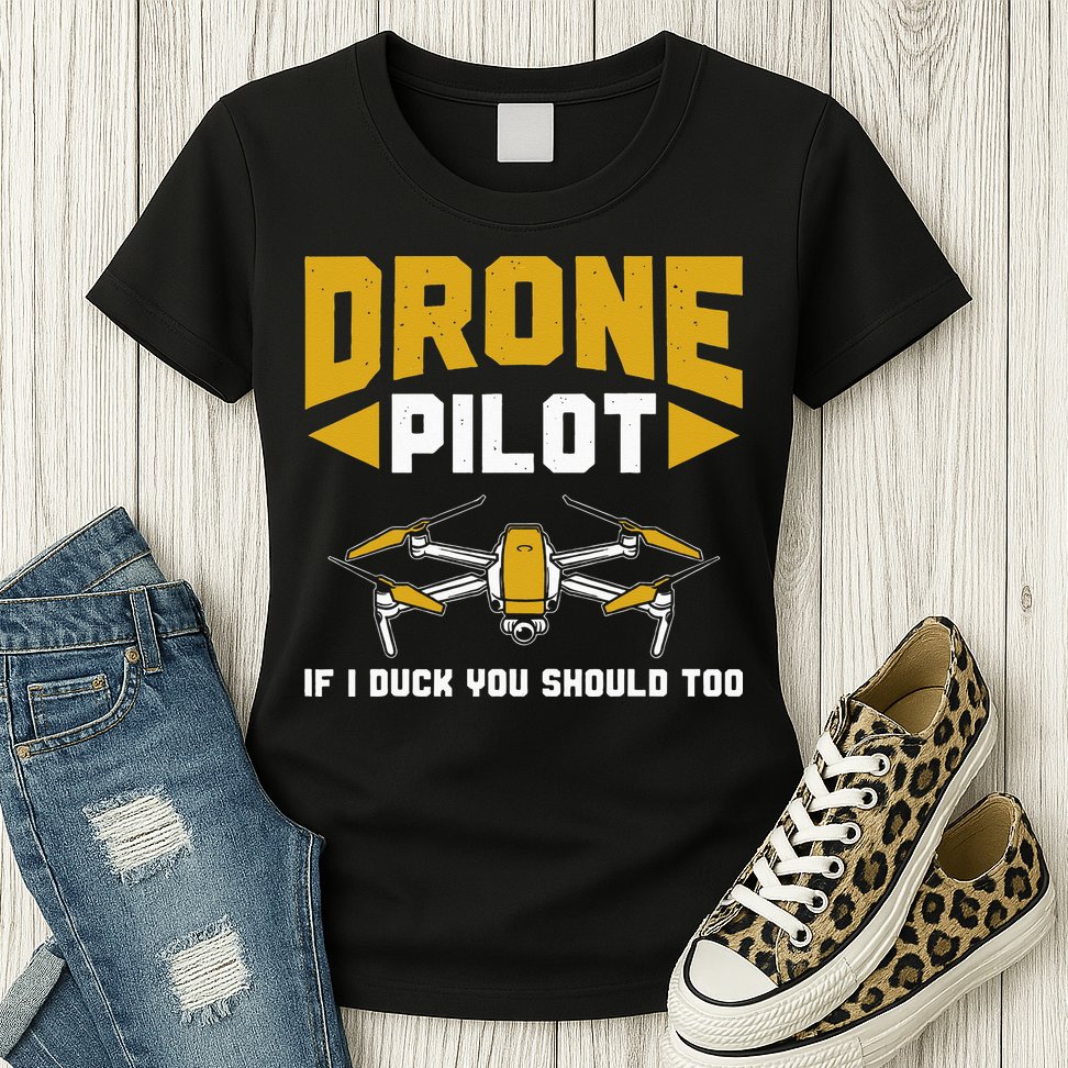 Drone Funny Drone Pilot If I Duck You Should Too Drone Pilot Womens T-Shirt