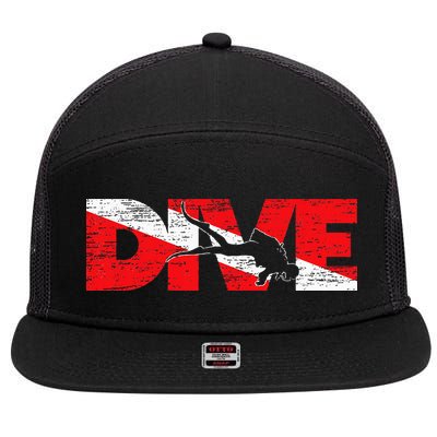 Dive Flag Diver Down Aquaholic Scuba Diving Ocean Life 7 Panel Mesh Trucker Snapback Hat