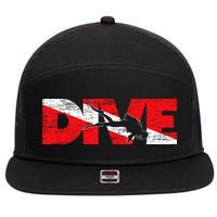 Dive Flag Diver Down Aquaholic Scuba Diving Ocean Life 7 Panel Mesh Trucker Snapback Hat
