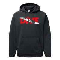 Dive Flag Diver Down Aquaholic Scuba Diving Ocean Life Performance Fleece Hoodie