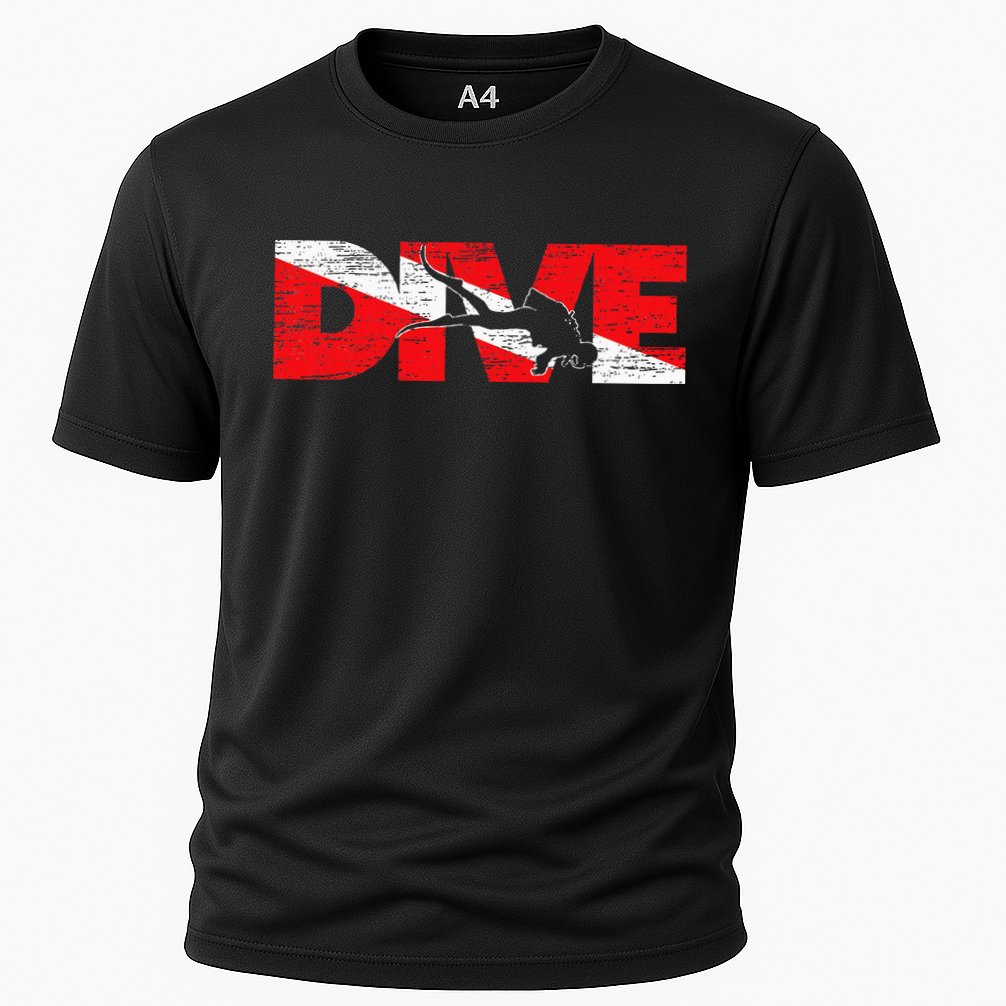 Dive Flag Diver Down Aquaholic Scuba Diving Ocean Life Cooling Performance Crew T-Shirt