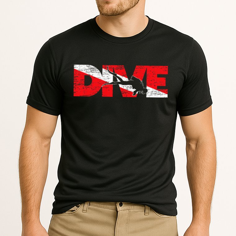 Dive Flag Diver Down Aquaholic Scuba Diving Ocean Life Cooling Performance Crew T-Shirt
