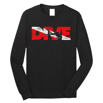 Dive Flag Diver Down Aquaholic Scuba Diving Ocean Life Long Sleeve Shirt