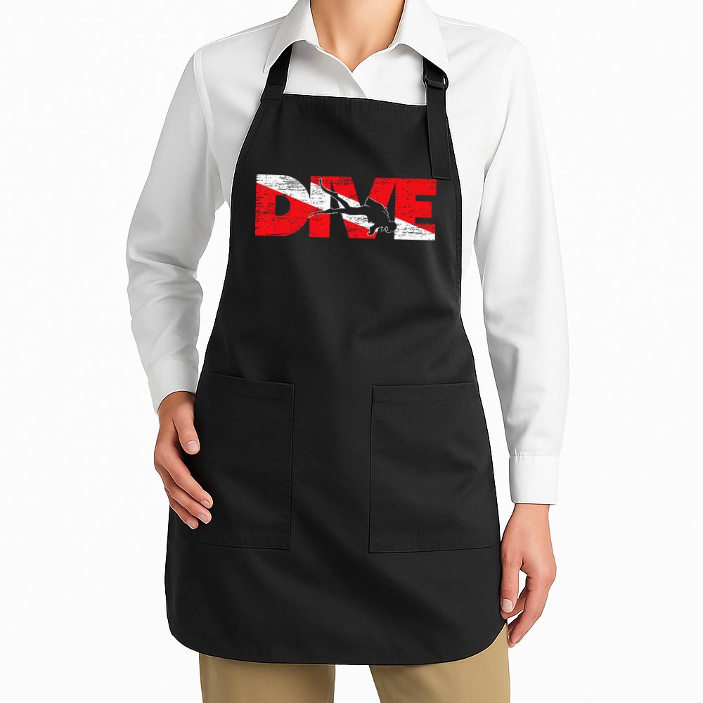 Dive Flag Diver Down Aquaholic Scuba Diving Ocean Life Apron