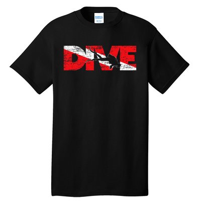 Dive Flag Diver Down Aquaholic Scuba Diving Ocean Life Tall T-Shirt