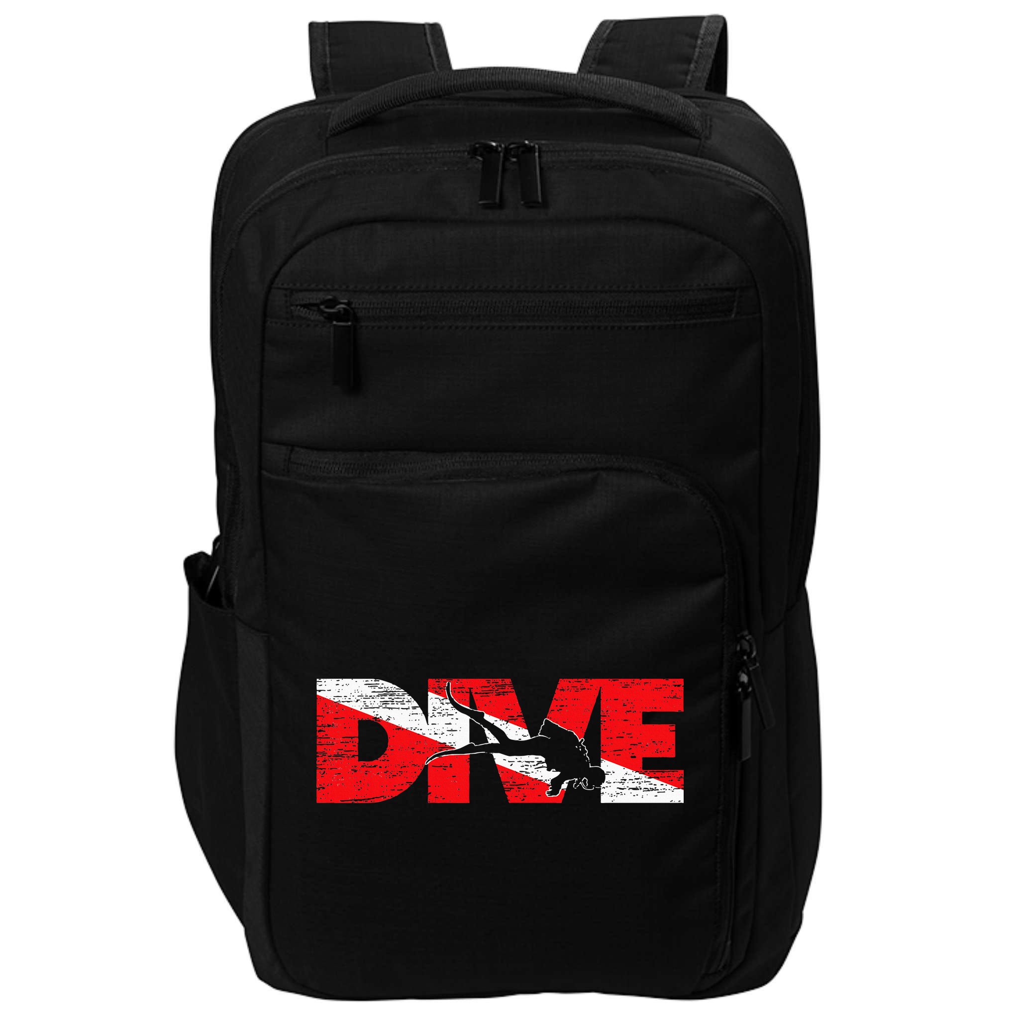 Dive Flag Diver Down Aquaholic Scuba Diving Ocean Life Impact Tech Backpack