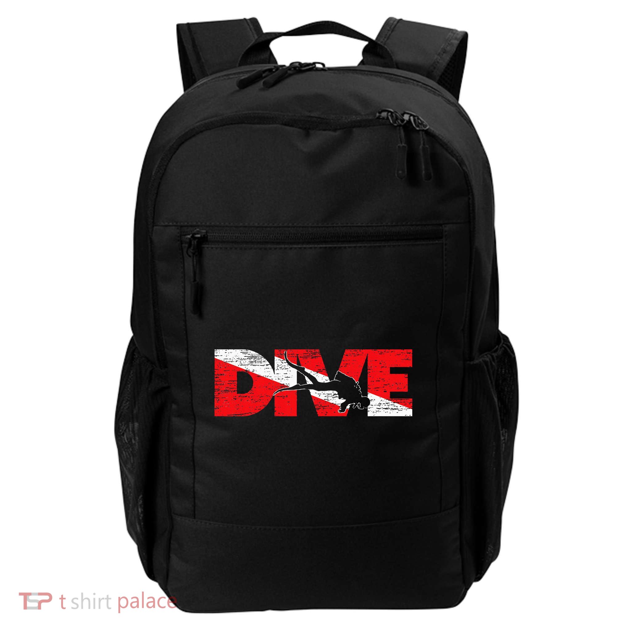 Dive Flag Diver Down Aquaholic Scuba Diving Ocean Life Daily Commute Backpack