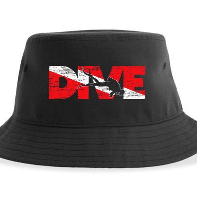 Dive Flag Diver Down Aquaholic Scuba Diving Ocean Life Sustainable Bucket Hat