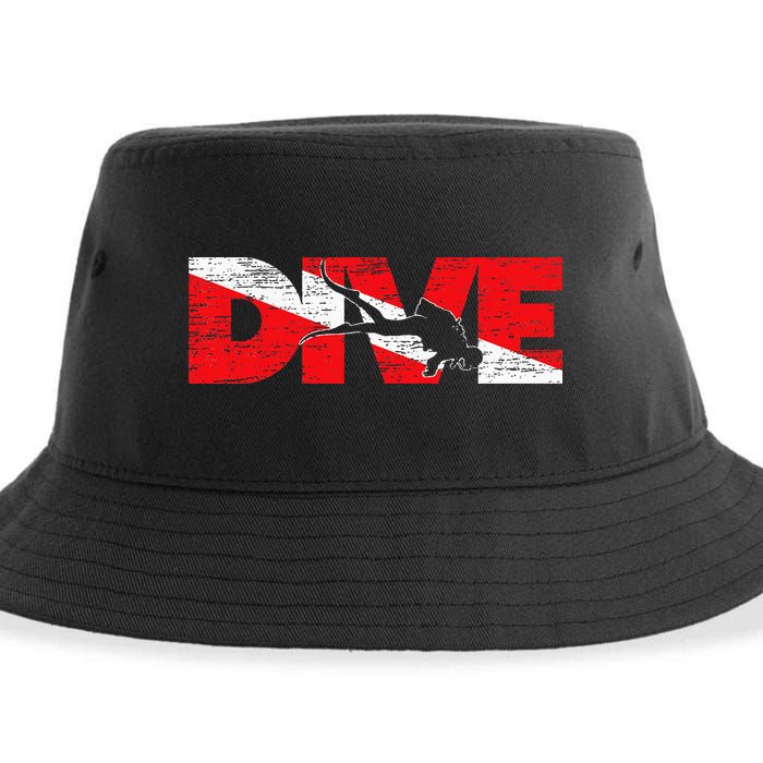 Dive Flag Diver Down Aquaholic Scuba Diving Ocean Life Sustainable Bucket Hat