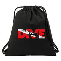 Dive Flag Diver Down Aquaholic Scuba Diving Ocean Life Drawstring Bag