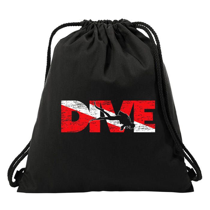 Dive Flag Diver Down Aquaholic Scuba Diving Ocean Life Drawstring Bag
