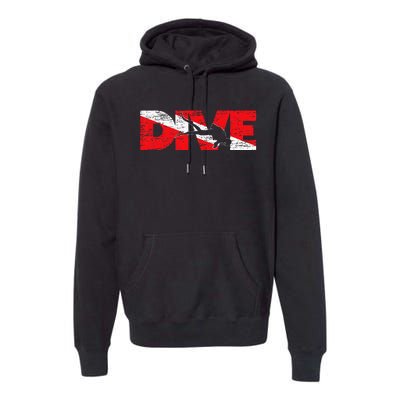 Dive Flag Diver Down Aquaholic Scuba Diving Ocean Life Premium Hoodie