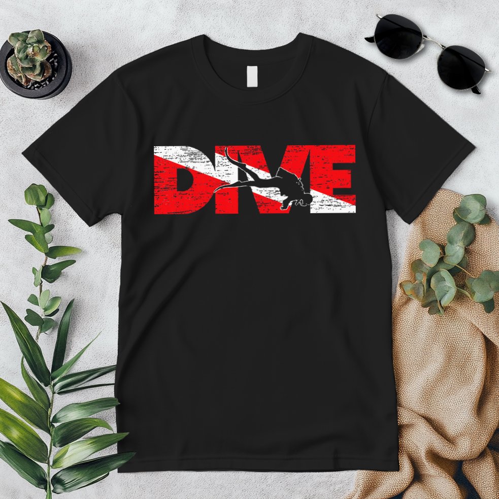 Dive Flag Diver Down Aquaholic Scuba Diving Ocean Life Premium T-Shirt
