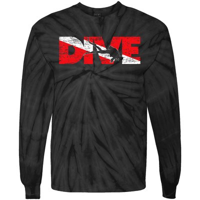 Dive Flag Diver Down Aquaholic Scuba Diving Ocean Life Tie-Dye Long Sleeve Shirt