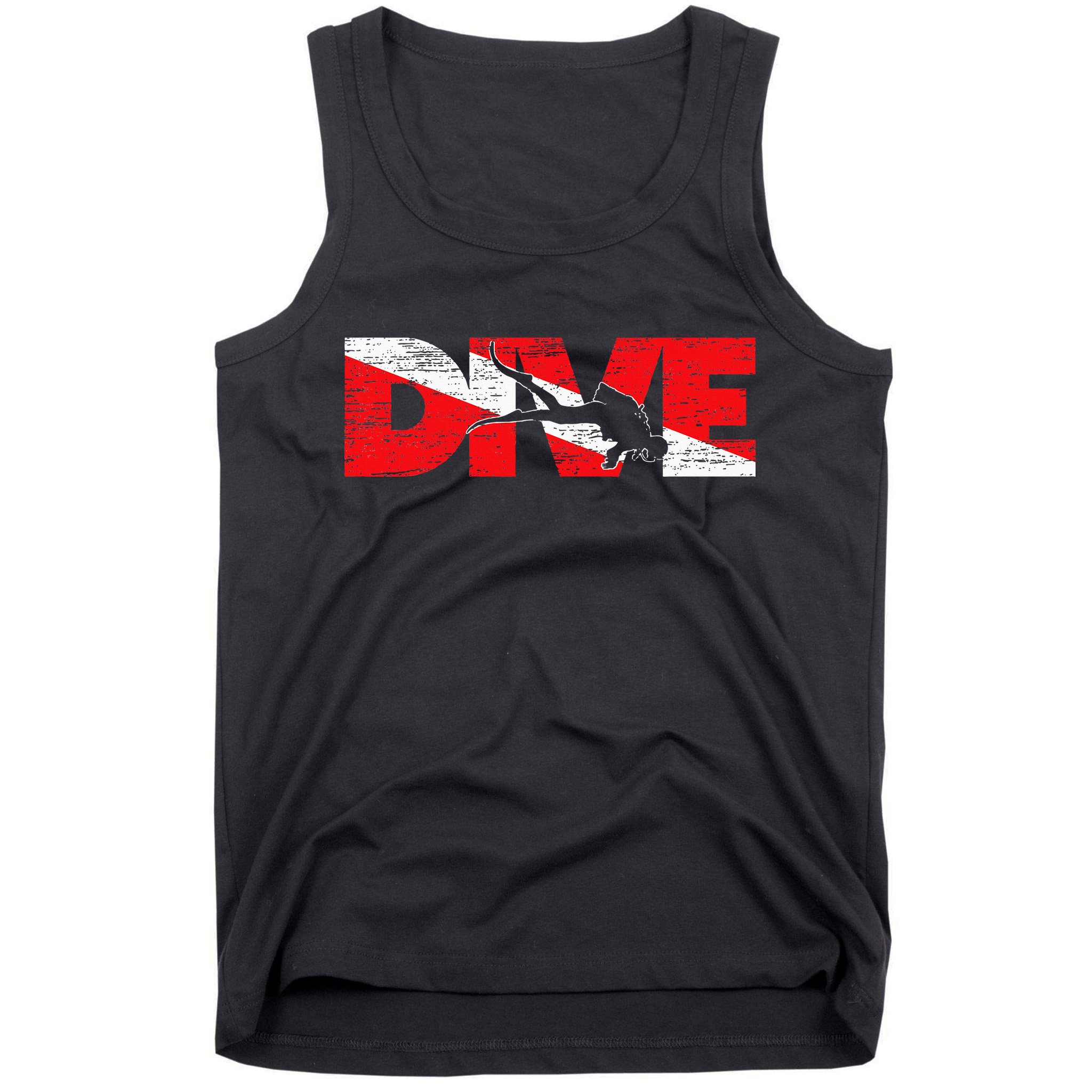 Dive Flag Diver Down Aquaholic Scuba Diving Ocean Life Tank Top
