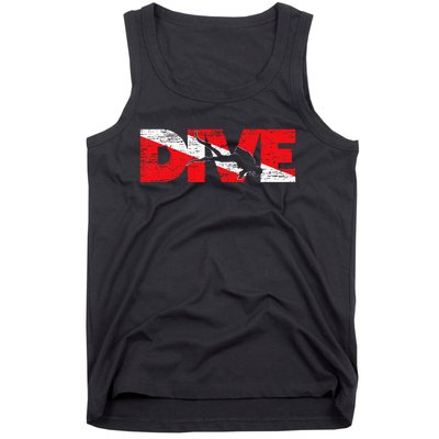 Dive Flag Diver Down Aquaholic Scuba Diving Ocean Life Tank Top